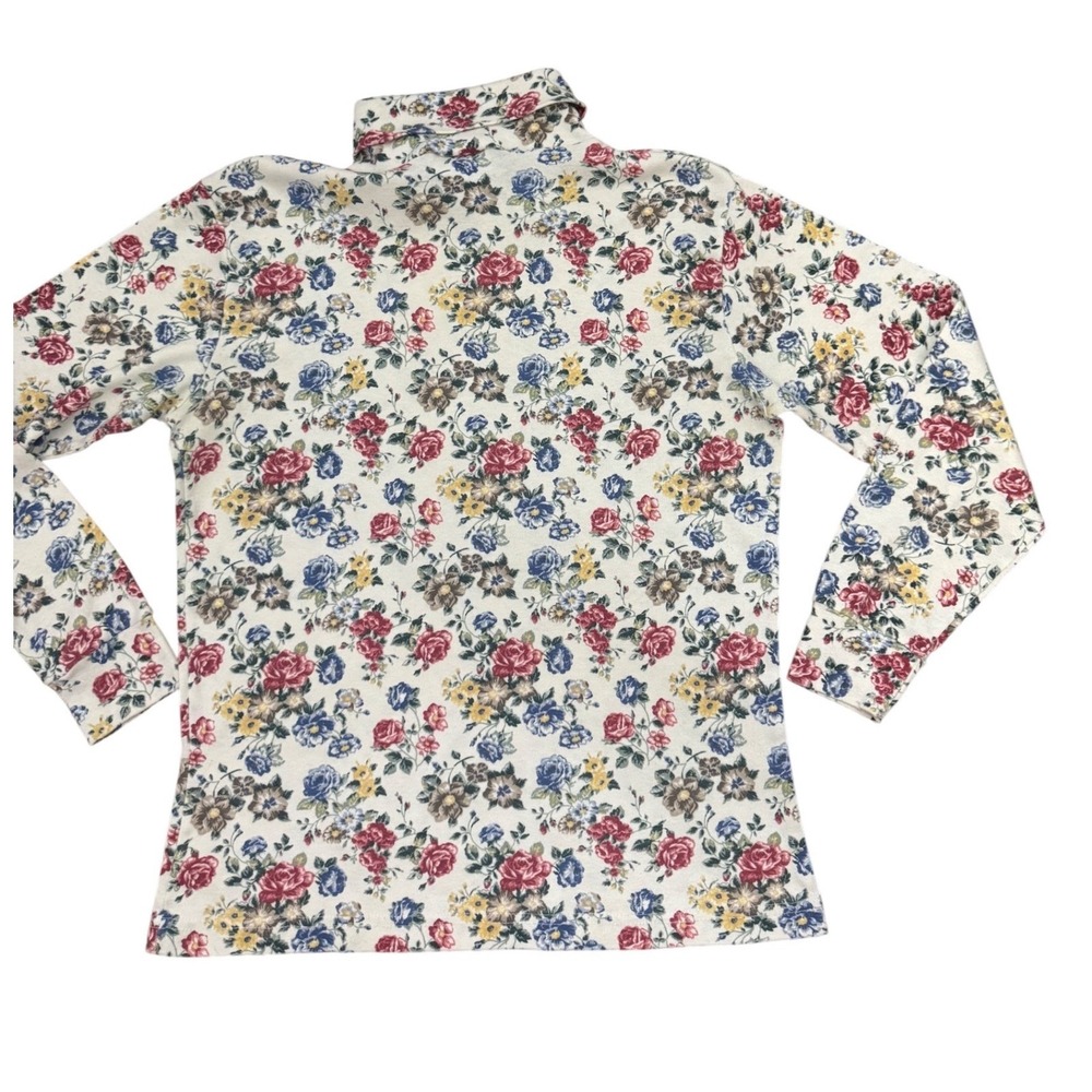 Vintage Bobbie Brooks Floral Print‎ Long Sleeve Turtleneck Top Size S